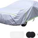 BYDOLL Car Cover Waterproof All Weather 6 Layers Snowproof Windproof Hail Protector Full Exterior Covers UV Protection 210D Oxford Universal Fit Sedan Outdoor Automobiles Zipper Cotton Inside (Sedan Length 185-193 inch)