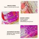 TPU Holographic Pink Clear Star Large Cosmetic Bag and Travel Pouch with Handle,Durable TPU Material,Zipper Design-Ideal for Makeup,Travel Essentials (Holographic pink)