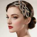 1920s Flapper Headband Women Vintage Crystal Rhinestone Headpiece Gatsby Accessories for Wedding Bridal Prom Costume Party & Valentines Day(Black Gold)