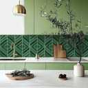 10-Sheet Chevron Peel and Stick Backsplash Tiles 11.4"9", Stick on Backsplash Self Adhesive Wall Tile for Kitchen Bathroom Office, Deep Green