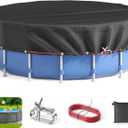 16Ft Round Pool Cover - Covers for Above Ground Pools, Inflatable Pool Cover Protector with Steel Rope, Increase Stability Ground Swimming Pools, Waterproof and Dustproof Swimming Pool Covers