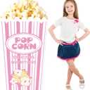 4 Feet Carnival Circus Decoration Popcorn Box Cardboard Cutout Standup Large Striped Popcorn Box Photo Props Party Back Drops for Movie Night, Carnivals, Theme Party, Circus, Theater (1 Pcs Pink)