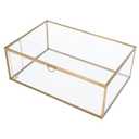 HighFree Vintage Glass Box with Lid - Clear Jewelry Glass Display Box Keepsake Box - Home Decor Decorative Box for Trinket Rings Bracelet (Gold, Large)