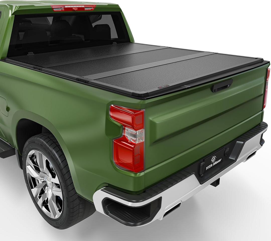 YITAMOTOR Hard Tri-fold Truck Bed Tonneau Cover Compatible with 2007-2025 Chevy Silverado/GMC Sierra 1500 New Body Style, Fleetside 5.8 ft Bed