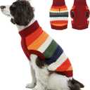 Kuoser Large Dog Sweater, Turtleneck Knit Dog Sweaters for Large Dogs Colorful Strips Pet Knitted Vest Warm Clothes, Soft Puppy Sweater Thermal Sweatshirt for Xmas Holiday Cold Weather, Red XL (X-Large (Chest: 21.3''; Weight: 16 - 23LB))