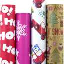 Blavermant Christmas Wrapping Paper Rolls - 30 inches x 16.4 feet per Roll, Total of 4 Wrapping Paper Rolls, Designs for Christmas, Holidays, Weddings, Winter Solstice Gift Wrapping Paper Rolls