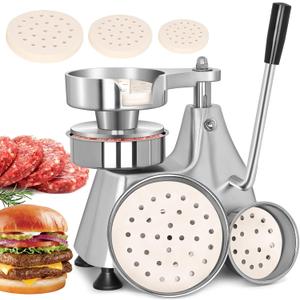 Commercial Burger Patty Maker 3 in 1 Stainless Steel Heavy Duty Hamburger Press (4/5/6-inch) Commercial Hamburger Press Patty Maker Machine with 1200 Pcs Patty Papers for Beef Pork Chicken Patty