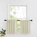 RYB HOME Small Window Curtains - Blackout Insualting Privacy Curtains for Kids Bedroom Kitchen Bathroom Basement Cafe Cabinet Tiers Drapes, 34 Width x 24 Length, 2 Panels, Beige