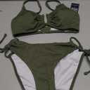 Blooming Jelly Womens Sexy 2 Piece Bikini Sets Cheeky High Cut Bathing Suit Color Block Textured U-Wire Swimsuits 2026(S, Army Green)