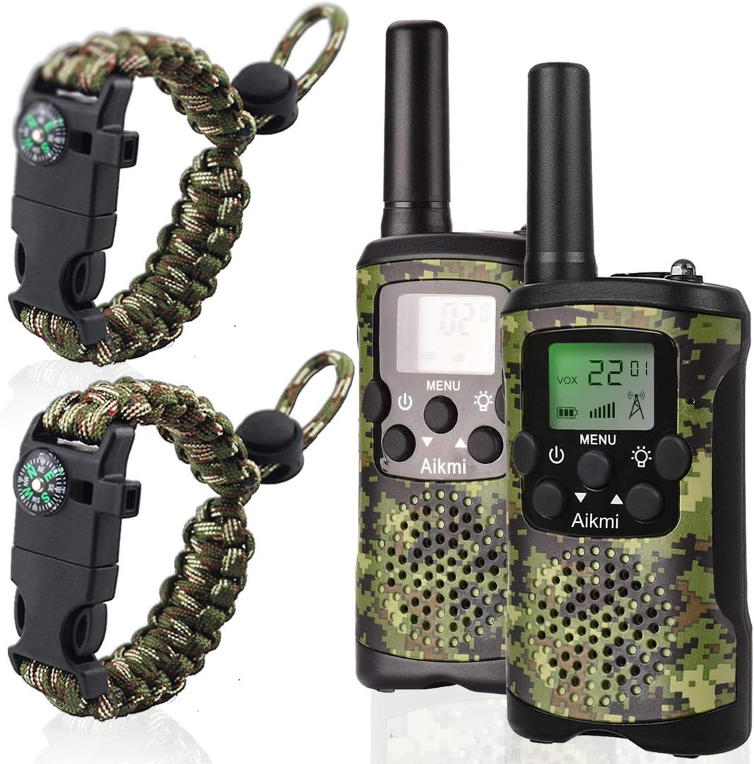 Gifts for Kids Aged 5-12 Boy Toys Kids Walkie Talkies 22 Channel 2 Way Radio 3 Miles Long Range fit Outdoor Adventure Hunt Game Camp Toys for Boys 6 7 8 9 Years Old Gifts for Boys (Green)