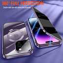 Magnetic Privacy Case for iPhone 14 Pro Max,Anti Peeping Tempered Glass Screen Protector Double Sided Protection Full Body Metal Bumper Anti-spy Phone Cover Compatible with Magsafe, Black