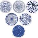 AD Set of 6 Coasters for Drinks Absorbing Round Ceramic Stone Coaster with Cork Base,Tabletop Protection Mat for Mugs and Cups,Office,Kitchen (Doris 2 with Holder)