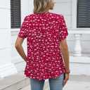 Zeagoo Womens Dressy Casual Chffon Shirts Short Sleeve V Neck Work Blouse | Flowy Business Casual Tops, Petal Sleeves, Double Layer, Office, Teacher, Interview Outfits for Spring, Summer (Red, XXL)