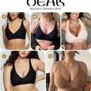 OEAK Womens Deep V Bras Wireless Comfortable Bra Supportive No Underwire Bras Tshirt Push Up Bralettes Plunge Seamless Bra (Beige, XS)