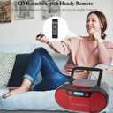 Boombox CD Player Portable, Cassette Player Combo with CD MP3 Bluetooth AUX TF USB FM Radio AC/DC Powered, Boom Box with Remote Control, Headphone Jack, Stereo Sound for Home,Kids,Gift