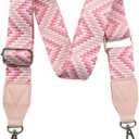 Adjustable Pink Purse Strap with Brown Leather End - 1.5" Wide Handbags, Camera, Guitar, Phone & Crossbody Bag Replacement Shoulder Straps(Silver Hardware)