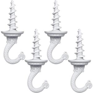 Ripeng 4 Pieces 40mm/1.57 Inch Swag Ceiling Hooks Wall Hook Heavy Duty Swag Hook Indoor Outdoor for Hanging Plants Chandelier (White)