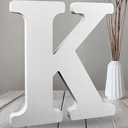 12 inch White Wood Letters Unfinished Wood Letters for Wall Decor Decorative Standing Letters White Block Letters for wall Decoration for Craft Home Party Projects (K)