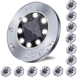 Solar Ground Lights, Waterproof Solar Garden Light, Upgraded Outdoor Garden Waterproof Bright in-Ground Light, Landscape Lights for Pathway,Yard,Deck,Lawn,Patio,Walkway (12 Pack White Light)