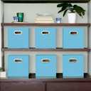 Household Essentials 6 ct Open Fabric Cube Storage Bins, Carolina Blue
