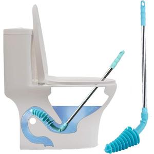 HOMEGOAL Toilet Plunger, Siphon Type Toilet Clog Remover, Flexible Rubber Head Stainless Steel Handle, Toilet Dredge Tool, Squeegee (Blue)