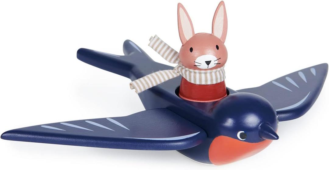 Tender Leaf Toys - Swifty Bird - Solid Wood Bird Toy with Removeable Bunny Character - Open-Ended Play Toy for Toddler Boys and Girls - Explore Role-Play and Imagination - Age 3+
