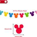 45pcs Rainbow Mouse Head Banner Flags Colorful Felt Fabric Cartoon Banners Reusable Cutouts Mouse Garland for Birthday Party Decoration Supplies, Room Decor, Baby Shower, Classroom Decorations