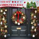 Syhood 40 Pcs Velvet Christmas Ornaments Set 3.15'' Flocked Christmas Tree Ball Ornaments Bulk Shatterproof Plastic Assorted Xmas Tree Decorations Cream Velvet Ball for Holiday Decor(Beige)