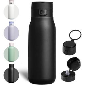 COKTIK Stainless Steel Water Bottle with Buit-in Carrying loop, Double Walled Vacuum Insulated water bottles with straw, Leak Proof, Free sip, BPA Free, Thermos for Travel, Sports, Gym, 24oz, Green
