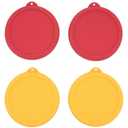 Kiicii 1 Cup Round Silicone Storage Cover Lids Replacement for Anchor Hocking and Pyrex 7202-PC Glass Bowls (Container not Included) (Red & Orange) 4 Pack