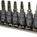 7PCS Torx Star 6 Point 1/4-Inch Impact Drive Socket Kit, Broken Bolt Extractor with T10 T15 T20 T25 T27 T30 T40 - Damaged & Stripped & Fastener Screw Remover Tool Set