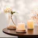 NUPTIO Hurricane Glass Candle Holders: Set of 2 Clear Cylinder Vases with Wooden Plate Base for Pillar Floating Candles Vase for Wedding Centerpiece Coffee Table Decor