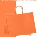 qiqee 13"x4.5"x10" Large Gift Bag with Handles Bulk 32PCS Gift Paper Bags Orange Bags Multiple Uses (Wide Large)