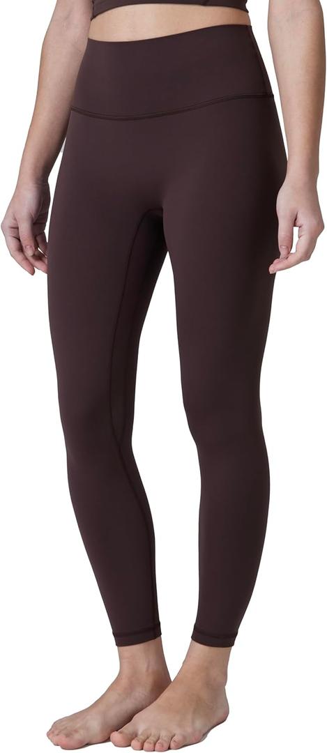 Colorfulkoala Dreamlux No Front Seam Leggings for Women 25"/28" Inseam, Seamless High Waisted Buttery Soft Yoga Pants (Espresso)