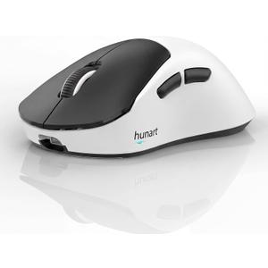 hunart H6 49g Wireless Mouse, Bluetooth & 2.4GHz Rechargeable Mouse, Lightweight Silent Ergonomic Mouse with USB-C Charging, Portable Right-Hand Office Mouse for Laptop, PC, Mac (Black and White)