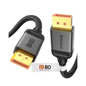 Silkland 80Gbps DisplayPort Cable 2.1 3.3FT [VESA Certified], [8K@240Hz, 4K@540Hz 360Hz 240Hz] DP 2.1 Cable 16K, DP80 HDR DSC Display Port Cord Compatible FreeSync G-Sync Gaming Monitor 5090 7900XTX