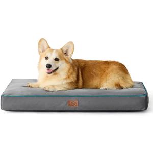 Bedsure Washable Large Dog Crate Bed - 3 Inch Thicken Up to 70lbs Pet Mat Pillows with Removable Washable Cover, Grey