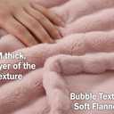 Faux Fur Throw Blanket, 50x60 Inch Bubble Textured Plush Couch Bed Throw, Ultra Soft Cozy Decorative Blanket, Machine Washable for Home Decor, Light Pink