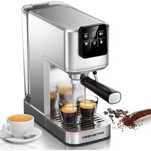 KEENSTAR 20Bar Espresso Machine with Rapid Cold Brew, Hot & Iced Coffee Machine, Espresso Maker with Milk Frother Steam Wand, Touch Screen with 40oz Water Tank for Latte, Cappuccino, Gift