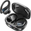Catitru Wireless Earbuds Bluetooth Headphones 80H Playback Ear Buds Power Display with Noise Canceling Mic with Earhooks for Sports/Workout - Black