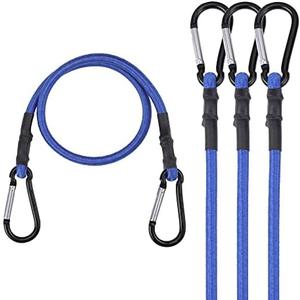 WORKPRO 24 Inch Bungee Cords with Hooks, 4 Pack Superior Rubber Heavy Duty Bungee Straps Strong Elastic Rope for Outdoor Tent, Luggage Rack, Camping, Cargo, RV, Bike, Transporting, Storage, Blue