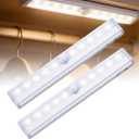 Motion Sensor LED Night Light, 2 Pack Battery Powered Under Counter Light with Magnetic Mount for Bedroom, Hallway, Easy Stick-On Magnetic Mount, No Wiring Needed, White