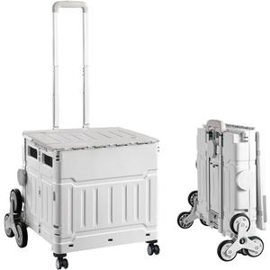 Portable Folding Camping TrolleyClimbing Storage Shopping Cart with Telescopic Handle, Outdoor Picnic Camping Folding Storage Utility-carts (Grey, Large 8-Wheeled Climbing Model) (Gray)