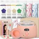 KOTAMU Wax Kit, Waxing Kit for Women Men Hair Removal, Digital Waxing Machine for Face Eyebrow Bikini Brazilian Leg Body &Sensitive Skin, Pink Wax Warmer With 44 Accessories for Home Salon Use (3.5 Ounce (Pack of 6), Blush 02)