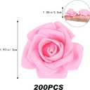 Foam Roses Artificial Flower Heads, 200 Pcs Stemless Fake Roses for DIY Craft Wedding Bouquet Party Decoration (Pink)