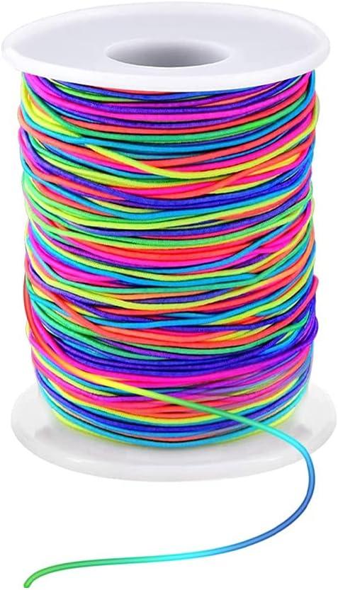 1mm Stretchy Bracelet String, Sturdy Rainbow Elastic String Elastic Cord for Jewelry Making, Necklaces, Beading and Crafts (164 Feet)
