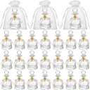 24 Sets Holy Water Bottles Catholic Bulk Baptism Favors for Guests 50ml Holy Catholic Christian Glass Bottles with Gold Cross for Holy Communion Gifts Church Wedding Baptism Favors (White)