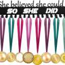 Sports Medal Hanger Display Holder Hook Rack for 60 Medals-16 Wide with 20 Hooks-Black-Easy Use Awesome Gifts (16 inches long Pack Box)