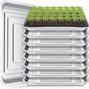 FillTouch 10 Pcs Stainless Steel Seed Starter Tray, Stainless Metal Garden Trays, Nursery Seedling Pots for Collection Transplantation & Propagation Flats, No Drain Holes(15.8 x 11.8 x 1.4 Inch)