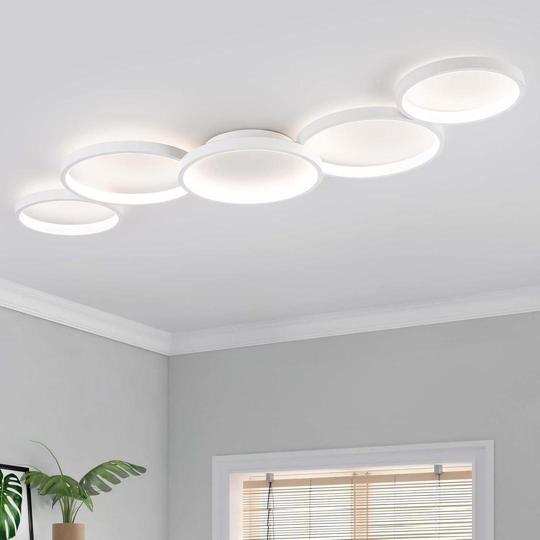 Modern LED Ceiling Light 60W White Hallway Light Fixtures 3000K-6000K Aluminum Long Flush Mount LED Ceiling Lamp for Hallway, Kitchen, Bedroom, Dining Room(39.37Inch)